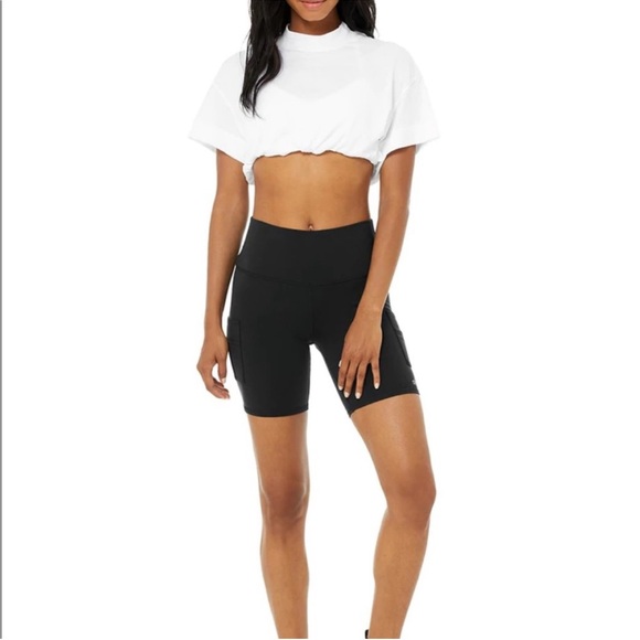 ALO Yoga Black Bike Shorts High-Waisted Compression - Picture 1 of 3